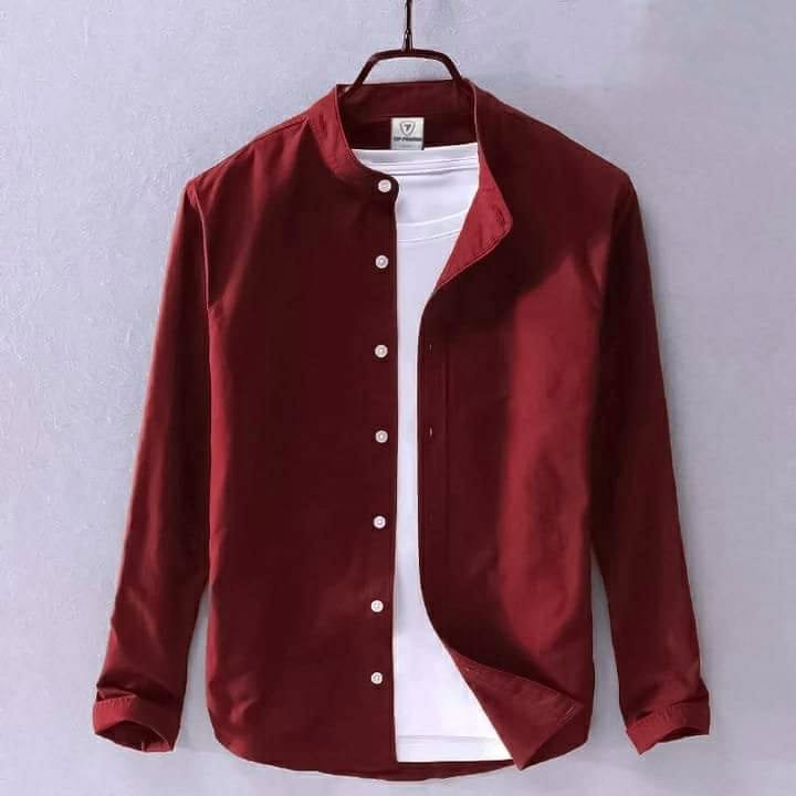 Light Maroon Shirt Band Collar