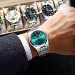 POEDAGAR 930 Luxury Luminous Date Week Quartz Watch Green