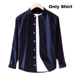 Navy Shirt Band Collar