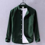 Green Shirt Band Collar