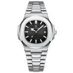 Poedagar 613 Luxury Stainless Steel Strap Watch (Black Dial)